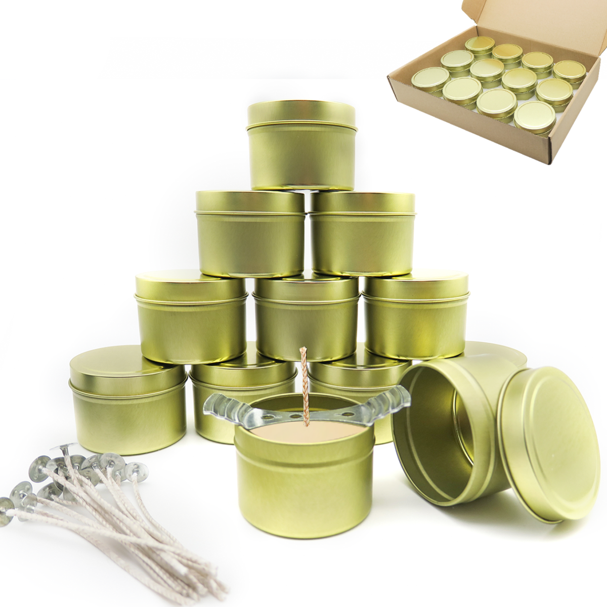 12 Pcs Candle Tin Gift Airtight Cookie Container Metal Jar Travel