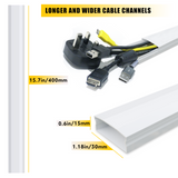 KOOLPUG Cable Tidy White Tubes, Longer Cable Channel,Self Adhesive Wire Trunking Kit, Wire Tidy for Wall, White Trunking for TV Cables, Cable Trunking