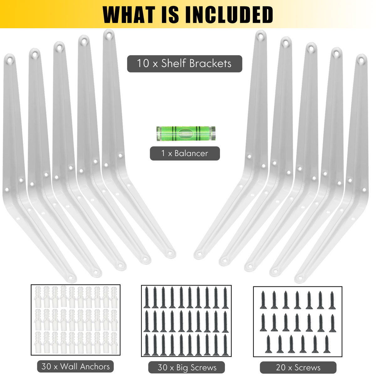 Products KOOLPUG Shelf Brackets with Screws and Mini Spirit Level