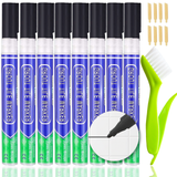 KOOLPUG Tile Grout Pen with Cleaning Brush, 8 Pieces for Tile Grout, Waterproof Pen, Pen for Restoring Bathrooms and Kitchens