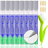 KOOLPUG Tile Grout Pen with Cleaning Brush, 8 Pieces for Tile Grout, Waterproof Pen, Pen for Restoring Bathrooms and Kitchens