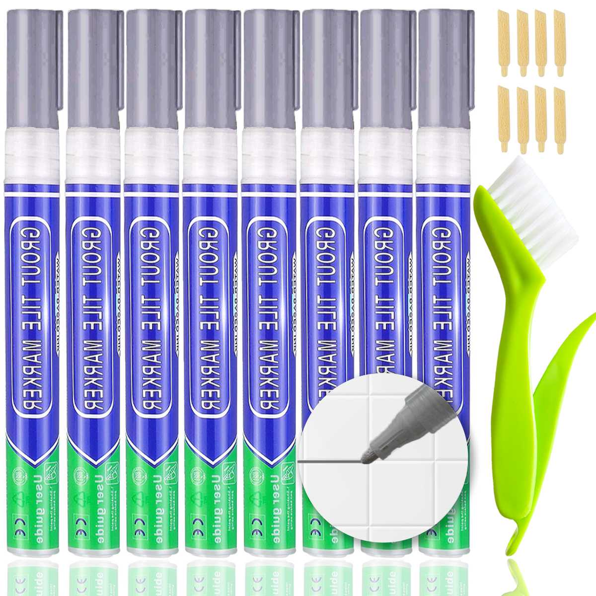 8Pcs White Grout Pen Grout Reviver Pen Grout Restore Marker with