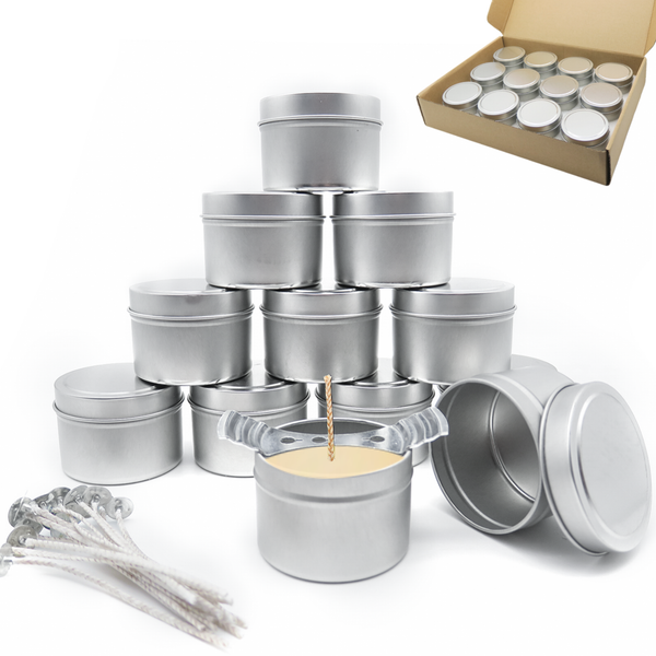 Tin Candle Jars for Making Candles - DIY Candle Containers with Lids -  Metal Candle Jars - Bulk Tins Storage for Candle - (4 Ounces) - (12 Pieces)  
